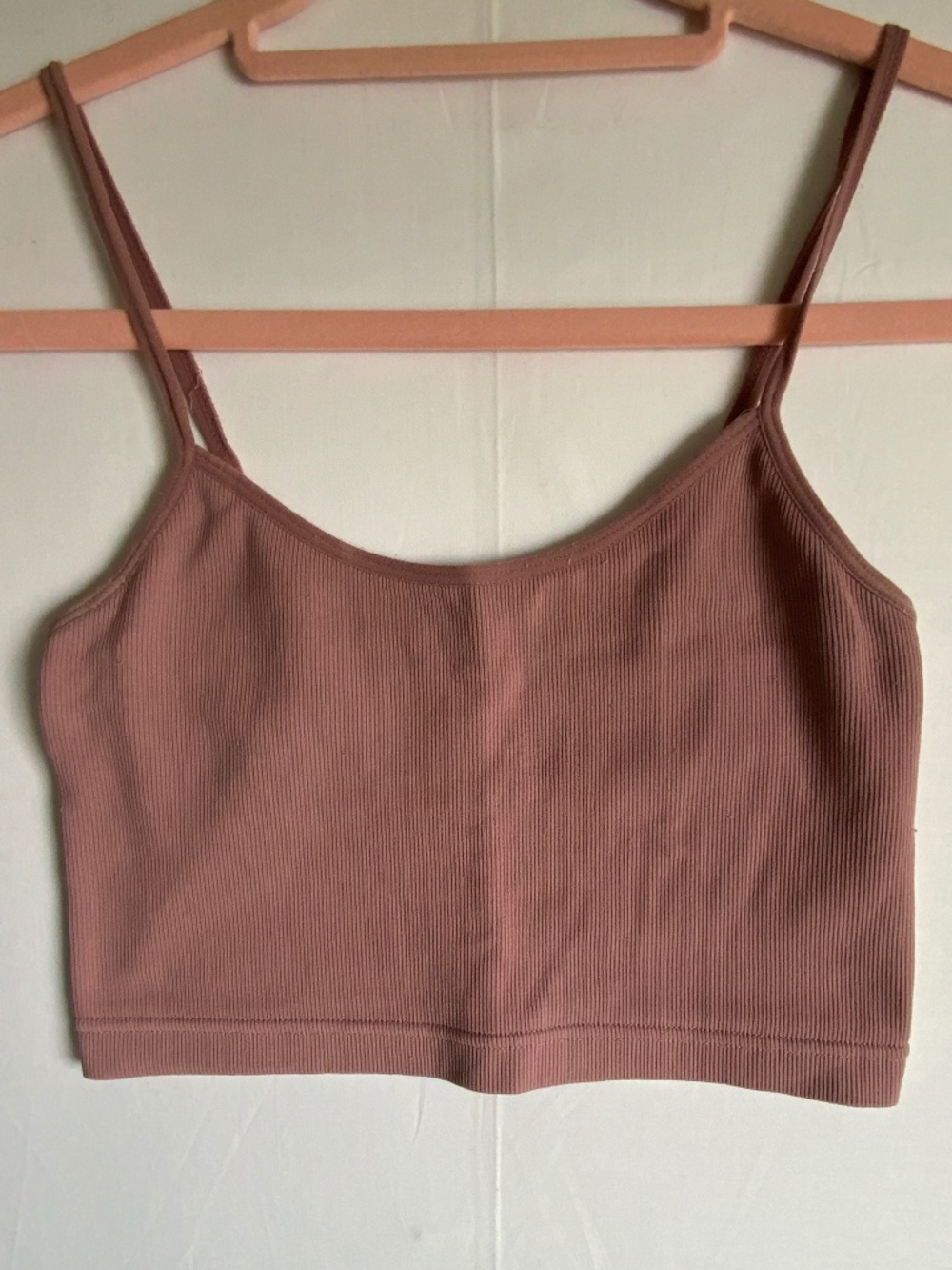 GARAGE Mauve Pink Seamless Ribbed Bralette Crop Cami Top Medium